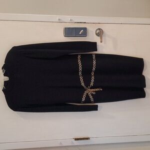 St. John Vintage Black Jewel Belt Sweater Dress 10